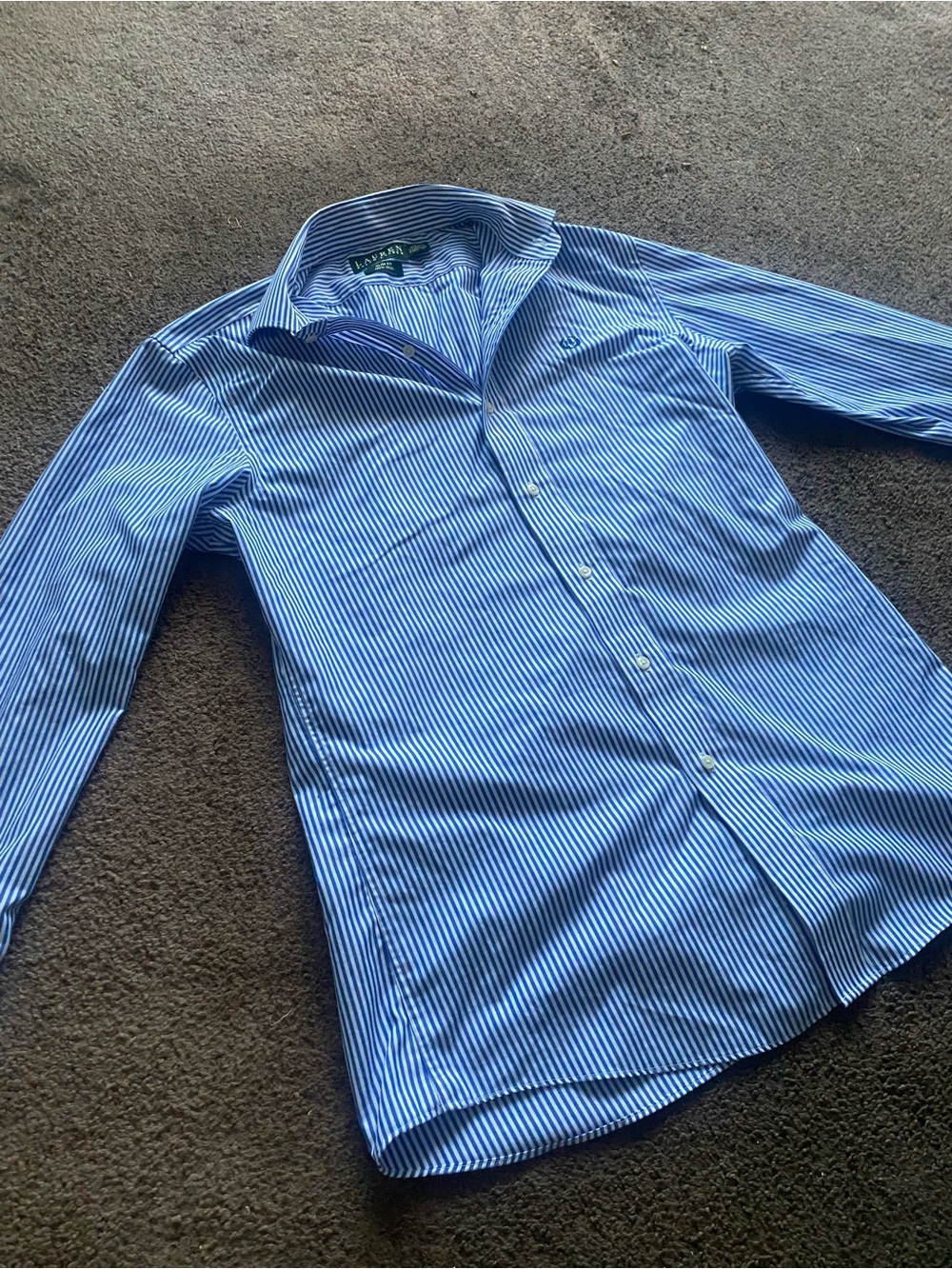 Ralph Lauren Blue and White Striped Dress Shirt